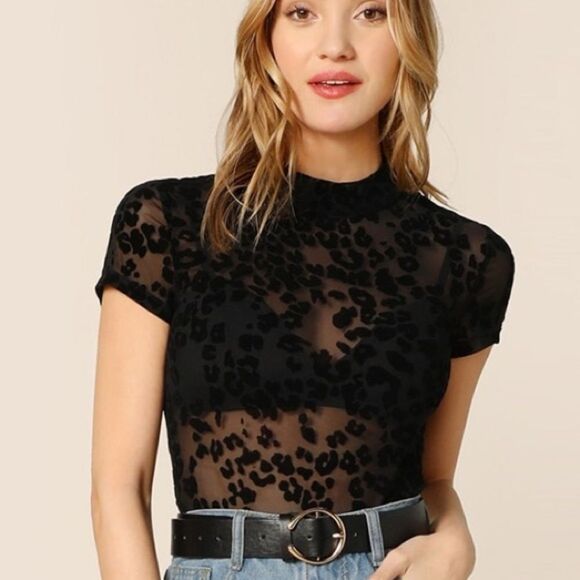 ✨5xHP✨H&M MAMA maternity top sheer leopard print✨ - Picture 1 of 7